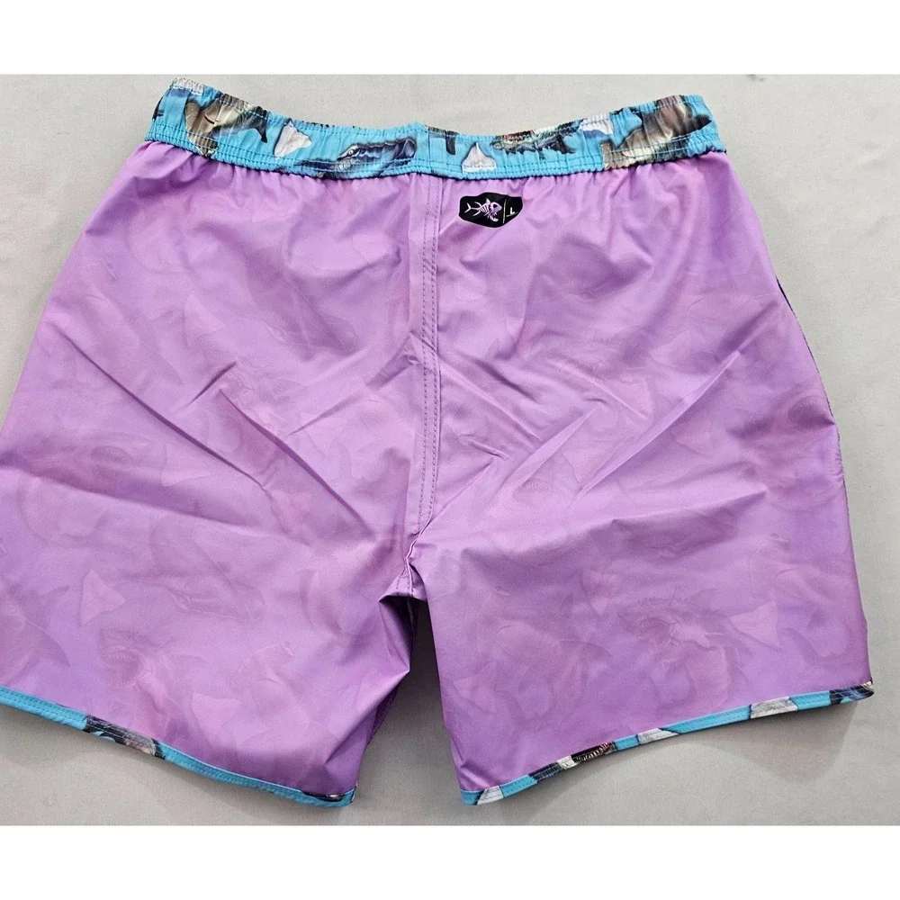 Psycho Tuna trunks swimwear mens L Large pockets PTYB0090 shark bite blue